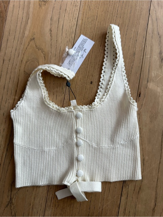 For Love And Lemons Tops - For Love & Lemons Pointelle Crop Tank Top